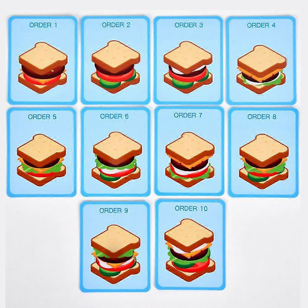 Pedagogiske Hamburger Sandwich Stableklosser i Tre for Barn - Fine Motoriske Ferdigheter Leker Hamburger
