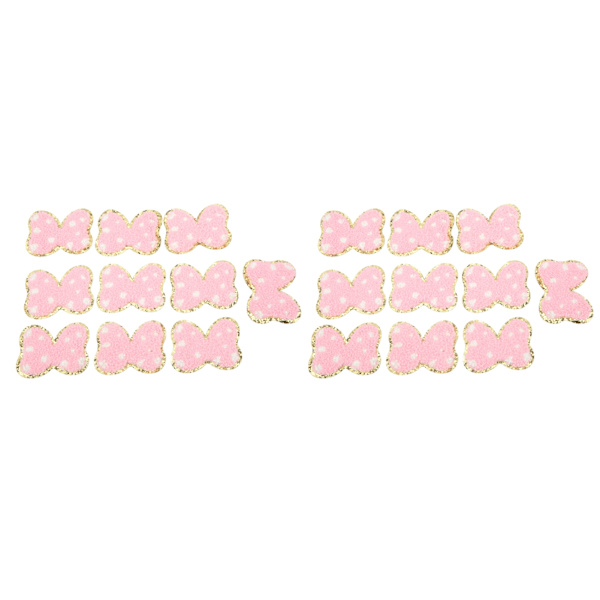 20 st Rosett Stryk på Patches Mode Rosa Söt DIY Rosett Sy Broderi Chenille Patches för ryggsäckar Kläder Jackor