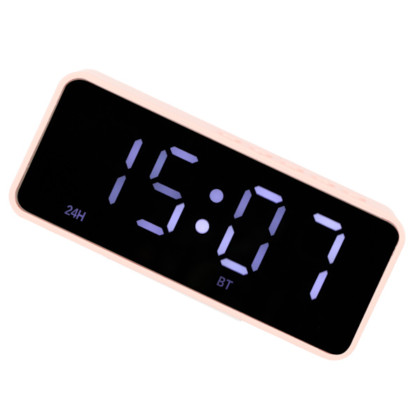 Alarmklocka Bluetooth-högtalare Distorsionsfri USB-laddning Spegeldisplay Bärbar Digitalklocka Trådlös Högtalare Rosa