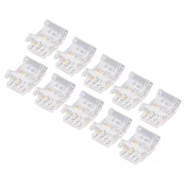 10 st COB LED-remsa till trådanslutning 10 mm 3-stifts transparent lödfri LED-ljusremsanslutningar för hem, skola och kontor