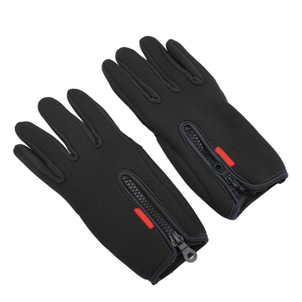 1 par vinter touchscreen-hansker i fleece, termiske, vindtette med glidelås for menn og kvinner, løping, sykling, ski, svart, M