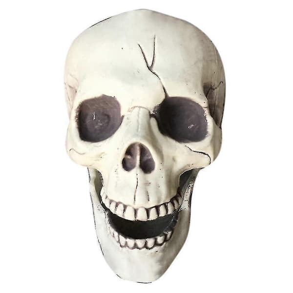 Skummelt plastskjelett med åpen munn, spøkelseshusdekorasjon, Halloween-rekvisitt Y
