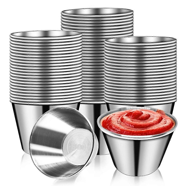 Metal Sauce Cups 2.5oz Ramekins, Dyppesaucekopper i rustfrit stål