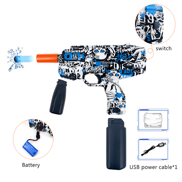 Elektriska vattenpärlor gel leksaker Splatter gel boll vattenleksaker för pojkar utomhus skjutspel