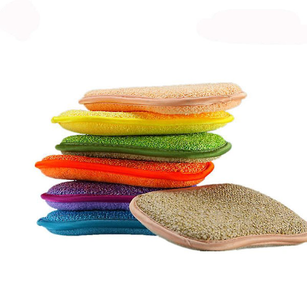 Uudelleenkäytettävät kaksisivuiset sienet - naarmuuntumattomat, monipuoliset - 5 kpl pakkaus - Konepesu - 16 cm x 10 cm - Satunnainen väri
