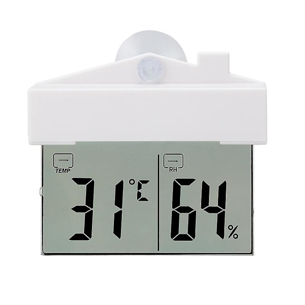 Luftfuktighetsmätare, Multifunktionell Temperatur- och Luftfuktighetsmätare för Hemmet med Sugkopp, Digital LCD-skärm, °C/°F-omkopplare, Exakta Mätningar för Kontor