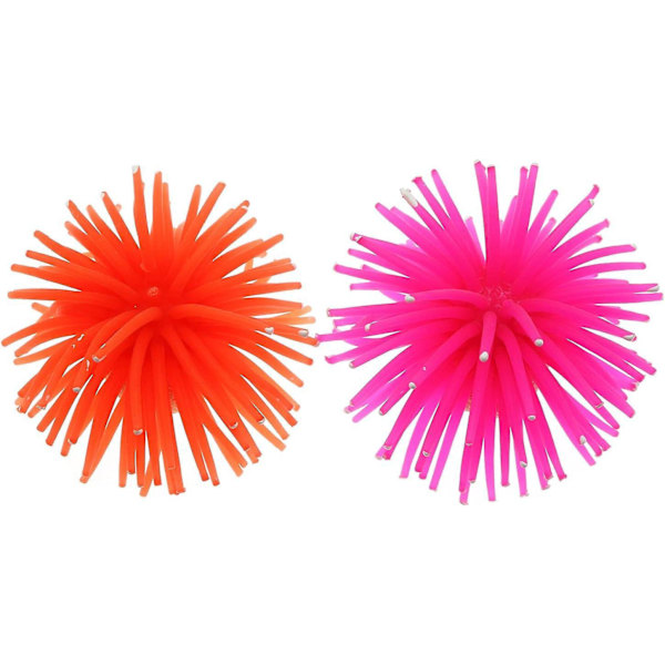 2 stk. Kunstig Søanemone 7 cm Glødende Falsk Koral Ornament Akvarietilbehør, Tilfældig Farve