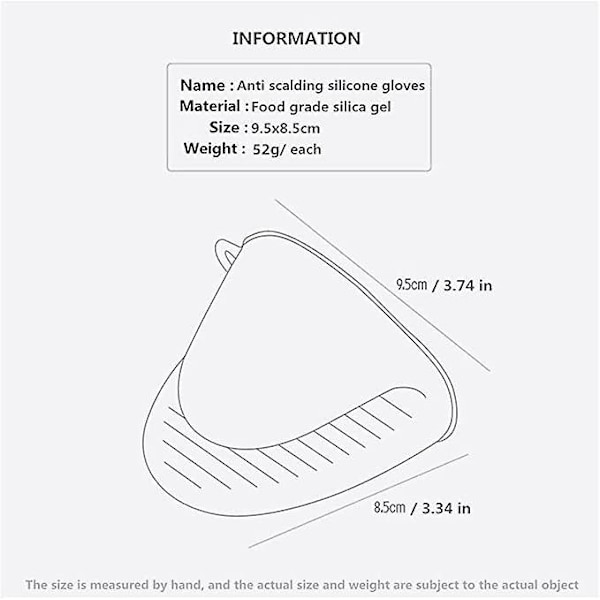 1 stk. Tykk Varmebestandig Silikon Grytevott for Matlaging, Baking, Grilling og BBQ (Grå)