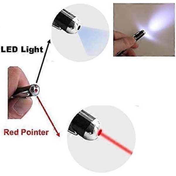 [2 stk.] 4-i-1 Universal Touch Screen Stylus + Kuglepen + Pointer + LED Lommelygte til Smartphone/Tablets iPad iPhone Samsung osv. [Sort]