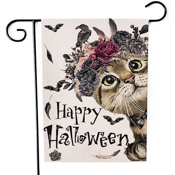 Halloween-Tervetuloa Puutarhalippu - Kaksisivuinen, 12x18 Tuumaa, Maalaistalon Piha Kausiluonteinen Loma Ulkokoriste