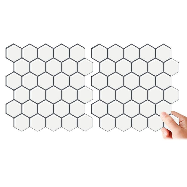 1 st självhäftande 3D väggplattor Hexagon Bakstycke Självhäftande för kök Badrum (30,5x 30,5cm)