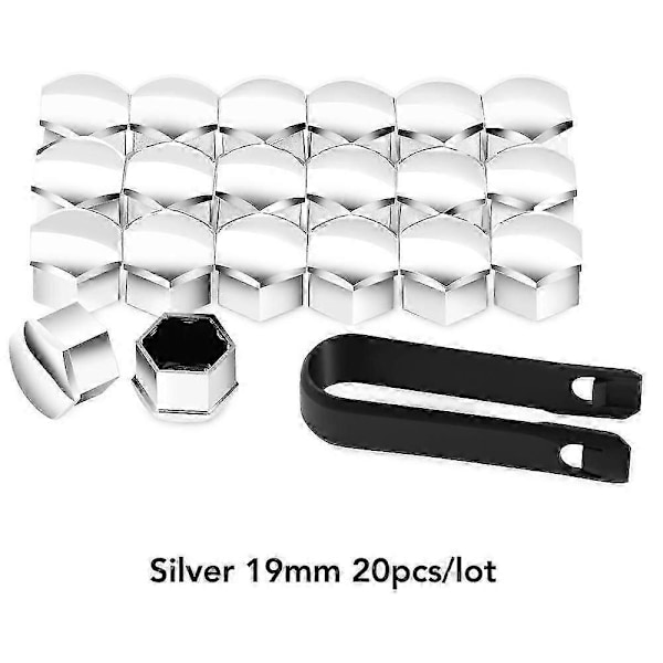 20 kpl 17 mm Rengaspyörän navan suojuksia Pyörän mutterien suojukset Suojakorkit Renkaan pyörän ruuvipultit Mutterikorkit Navan ruuvi (Hopea)
