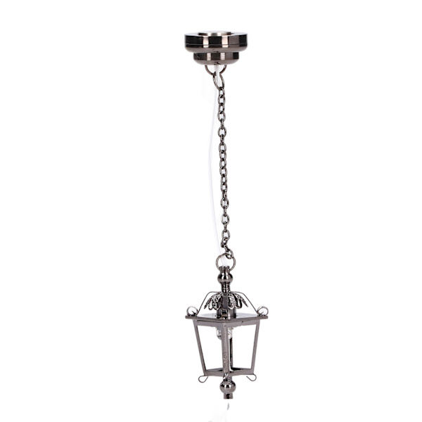 1:12 Dockhus Kronljusstake Dockhus Svart Hängande Viktoriansk Lykta Lampa med Limmagnet