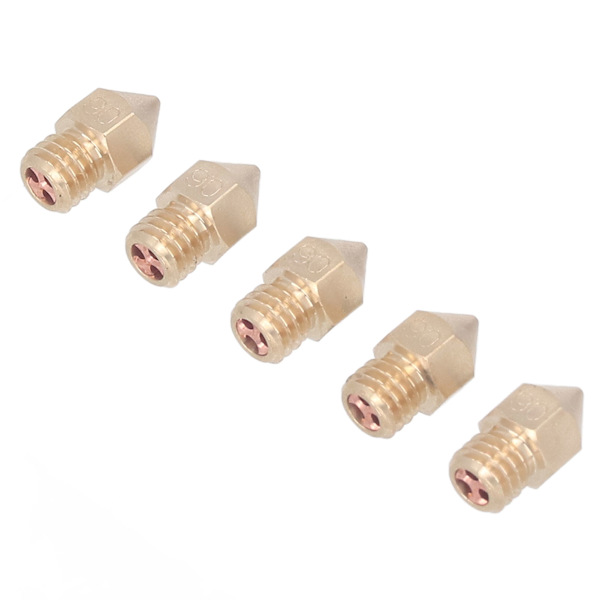 5 st 3D-skrivarmunstycke M6 i mässing med hög värmeledningsförmåga för CR10 1,75 mm filament 0,6 mm