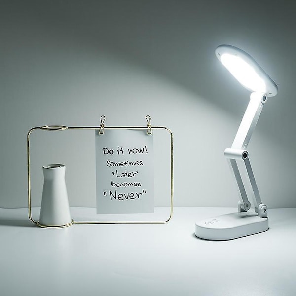Vit Mini Vikbar Laddningsbar Trådlös Lampa Dimbar Bärbar Batteridriven Ljus