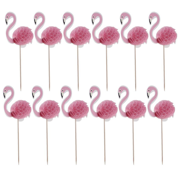 24 kpl Flamigo Cupcake -kakun koristeita Luau Hawaii -syntymäpäivään