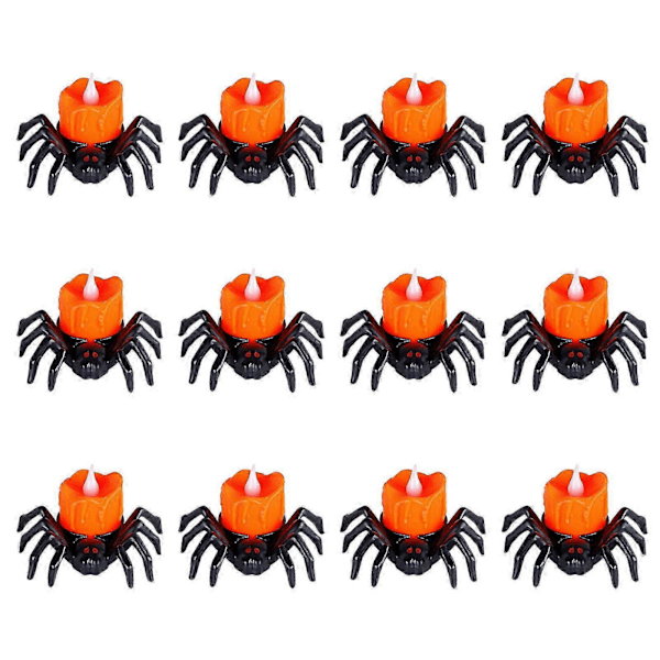 12 kpl Sarjakuva Hämähäkin Muoto Halloween Tuikkukynttilät Aavejuhla Liekittömät Led-kynttilät Pelottavat Sähköiset Väärennetyt Kynttilät Juhlakoriste -CHN