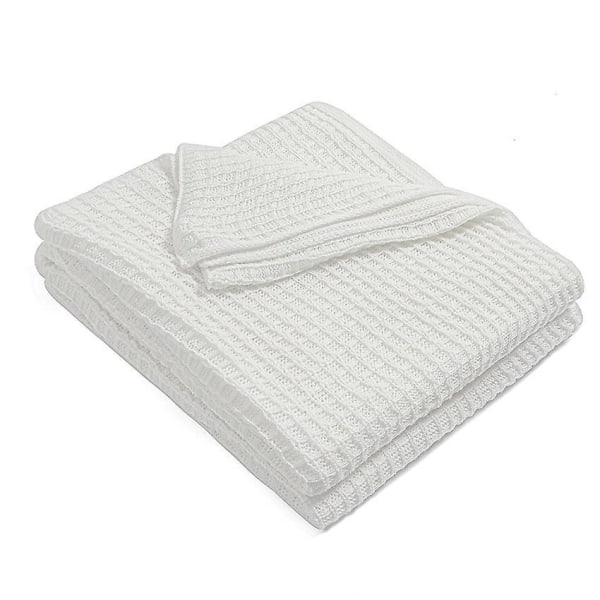 Kevyt Waffle Pique Cotton Throw -peitto sohvalle ja sänkyyn - valkoinen (130x150 cm)