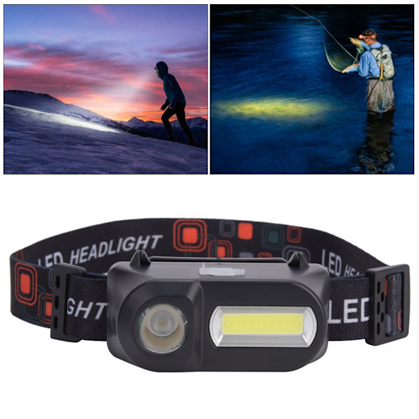 Utomhus multi USB laddningshuvudlampa Huvudmonterad ficklampa för campingfiske och cykling