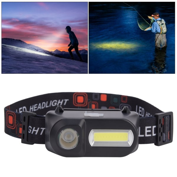 Utomhus multifunktionell USB-laddningshuvudlampa huvudmonterad ficklampa för camping fiske cykling