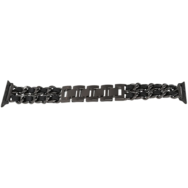Armband i rostfritt stål och konstläder för IOS Watch 6 Svart+Svart 38/40mm