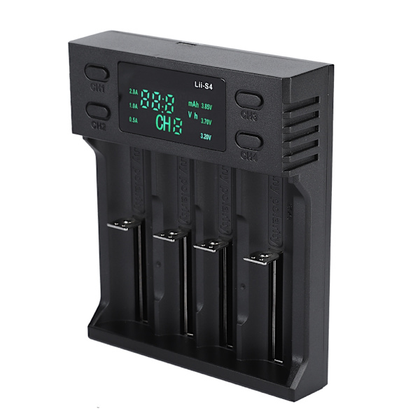 LiitoKala Lii S4 DC 5V2A Smart Batterioplader Fire Slot med Power Display