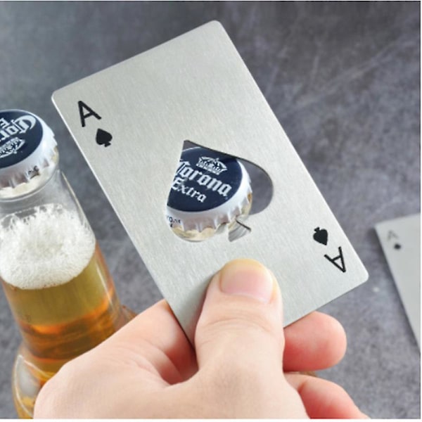 Airoads Ess av Spader Flasköppnare - Rostfritt Stål Kreditkortsstorlek Poker Korköppnare (6-pack Svart & Silver)