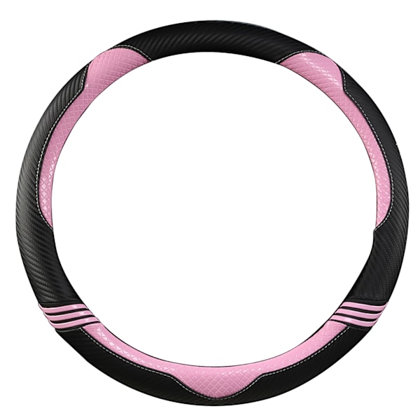Automatisk rattöverdrag halkfritt kolfiberläder bilskyddsskydd svart rosa