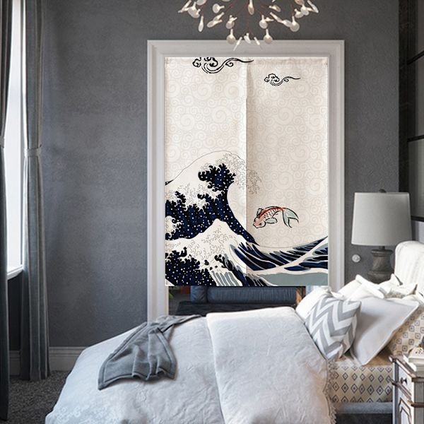 85*120cm japansk stil polyester halv gardin køkken soveværelse skillevæg gardin boligindretning