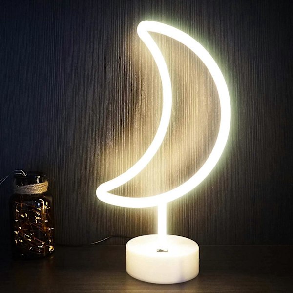 Neon Light LED Neonskilt Måneformet Neon Skilt Lys, USB Lading/Batteri LED Månelamper Neon Skilt Kunst Dekor for Bryllup Bursdag Barnerom Stue