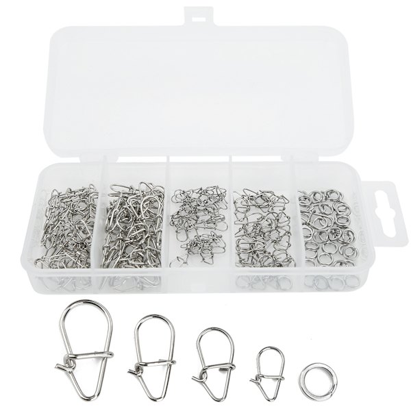 Fishing Connector Lure Pin Double Circle Fast Clip Lock Snap Slitstark ring säkerhetsspänne