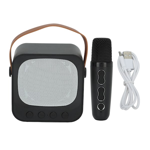 Mini Karaoke Maskin Bärbar Bluetooth Högtalare Med Trådlös Mikrofon Bas Diskant Justering Svart