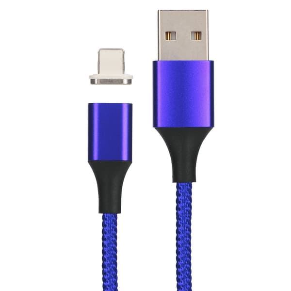3A magnetisk mobiltelefonladekabel med LED-lys telefon datalinje for iphone (blå)
