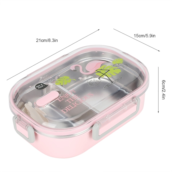 Bärbar 304 Rostfritt Stål 650ML Bento Box Läckagesäker Matbehållare för Studenter BarnRosa