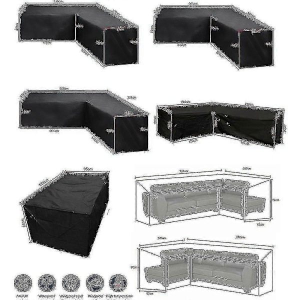 Hörnsoffskydd Vattentätt Trädgårdsmöbelset Skydd Utomhus Modulsoffa Skydd -DGZD 300*300*98cm