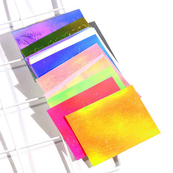 16 STK Holografisk Fire Flame Nail Stickers Fires On Manikyr Stencil Stickers Nail Art Decoration