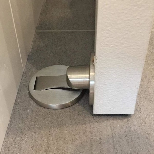 Satin Nikkel Magnetisk Dørstopper, Usynlig og Borefri Magnetisk Dørstop, Rustfrit Stål Gulvfang Sølv