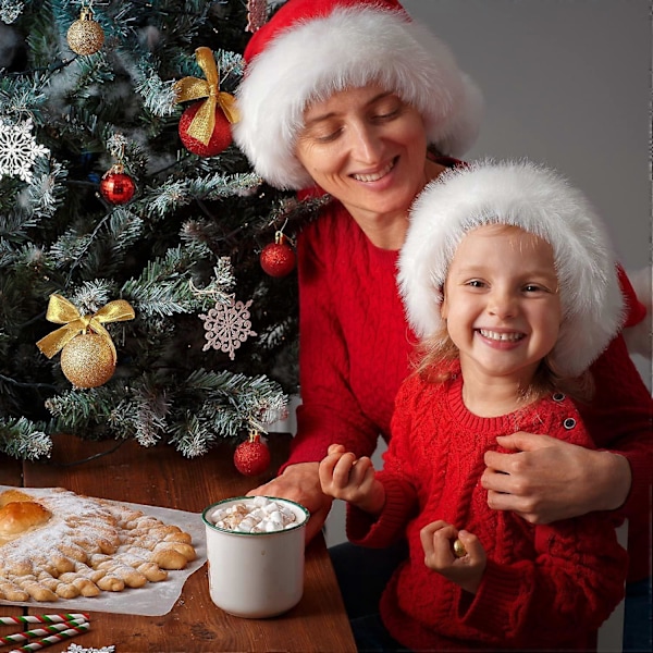 2 PAKK Julehatter Julenissehatt for Voksen, Unisex Juleferie Julenissehatt Tykk Klassisk Pels Ch