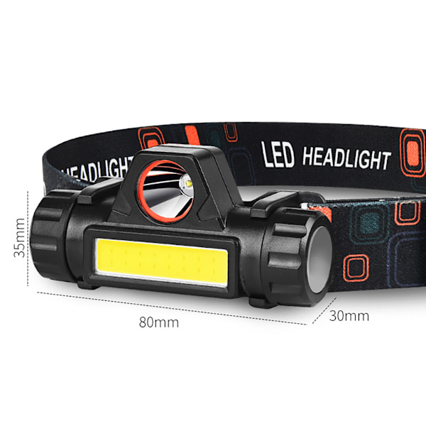 Mini LED-strålkastare USB-laddningsbar justerbar vinkel vattentät lätt COB-huvudlampa för bergsklättring nattfiske arbete utomhusbruk