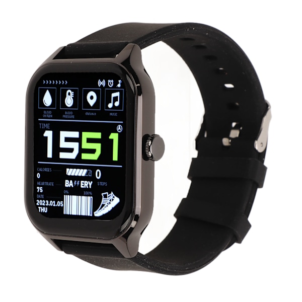 1,83 tum GT40 Smart Watch HD Full Screen 128 Mb IP67 Vattentät Smart Watch Stöd Bluetooth Samtal Svart