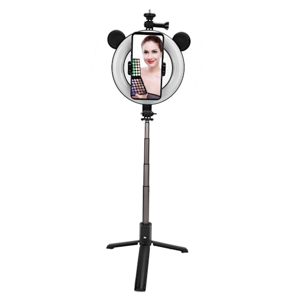 Trådløs Bluetooth Selfie Stick Ring Light Mount Foldbar Tripod Stativ Desktop Selfie Stick