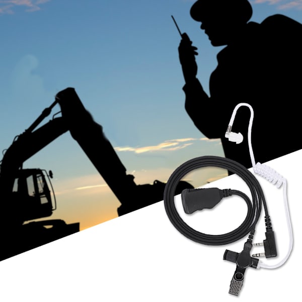 2-stifts K-huvud Walkie Talkie-hörlur med mikrofon Luftledning Volymjustering