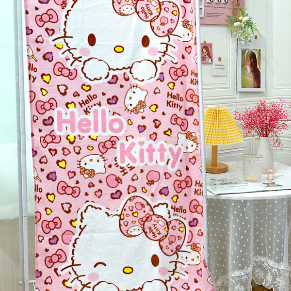 Barn Cartoon Badhandduk Söta Cartoon Karaktär Tryck Mjuk Färgfast Bomull Strandhandduk för Småbarn Rosa Leopard Tryck Katt 47.2 X 23.6in