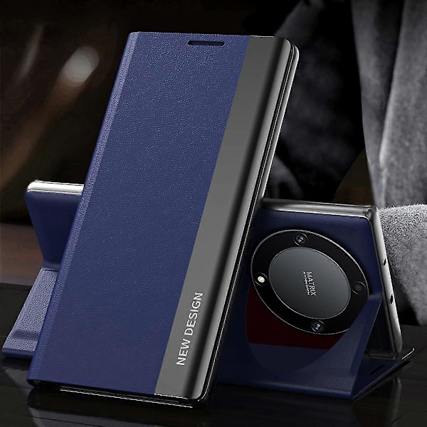 For Honor X9a 5G/Magic5 Lite 5G Elektroplettering PU Læder Flip Stand Telefon Cover Etui Safir