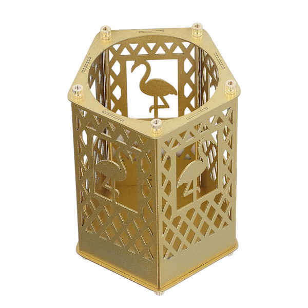 Metallmonterad pennhållare Guld ihåligt mönster Flamingo Ytor Plätering DIY pennhållare för hemmakontor skola skrivbord