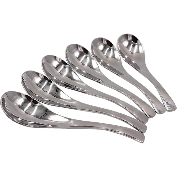 Functional Stainless Steel Soup Spoons - Set of 6, 6.7 x 1.8 inches, Modern Design