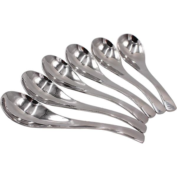Funktionelle suppeskeer i rustfrit stål - Sæt med 6, 6,7 x 1,8 tommer, moderne design