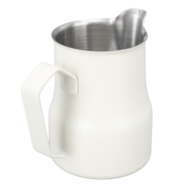Mjölkskummare 350ml 304 Rostfritt Stål Spetsig Mun Skummande Kopp Mjölk Kaffe Skummande Kanna Vit
