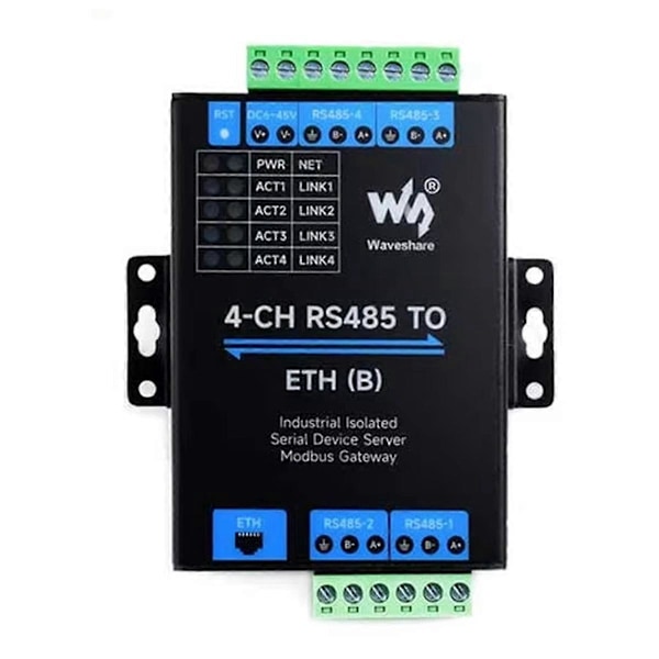 Teollinen eristetty 4-kanavainen RS485 - ETH Ethernet -muunnin