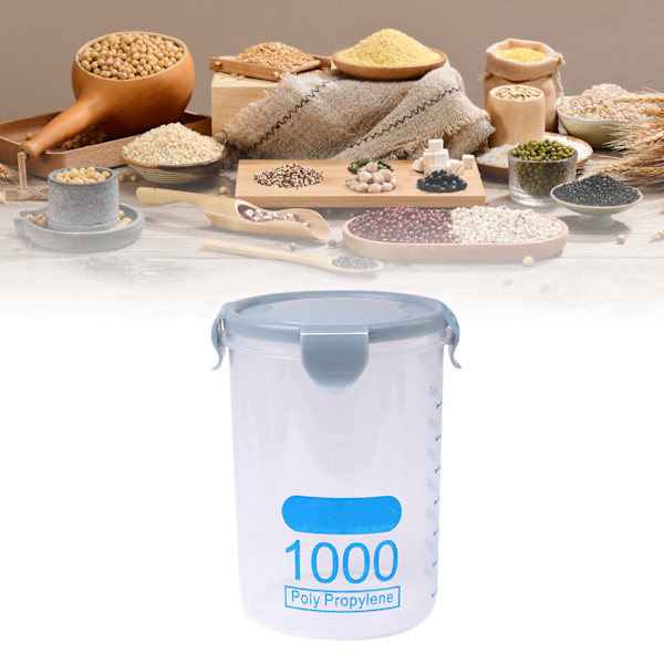 Matförvaringsbehållare 1000 ml plast stapelbar lufttät spannmålsbehållare för torrvaror för köksorganisation blå